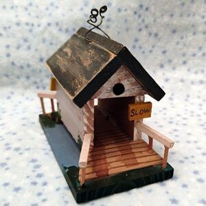 Rustic Wooden Covered Bridge Christmas Ornament